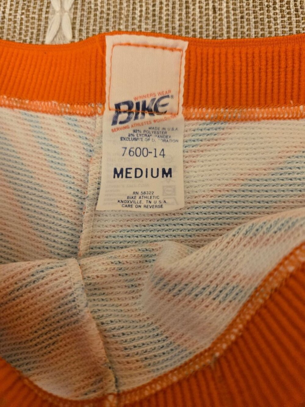 Vintage Zubaz Bike Medium Retro Orange Teal Zebra Striped Athletic Shorts - Picture 3 of 7